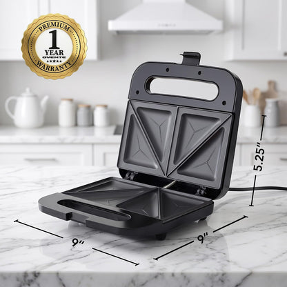 OVENTE Electric Sandwich Maker, 750W Non-Stick Plates, Black GPS401B