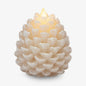 Luminara Pinecone Flameless Candle White Swan Glitter and Snow Finish Pine Cone Figural, Real Wax Unscented LED Candles, Battery Operated with Timer, Holiday Decoration (3.9" x 4.3")