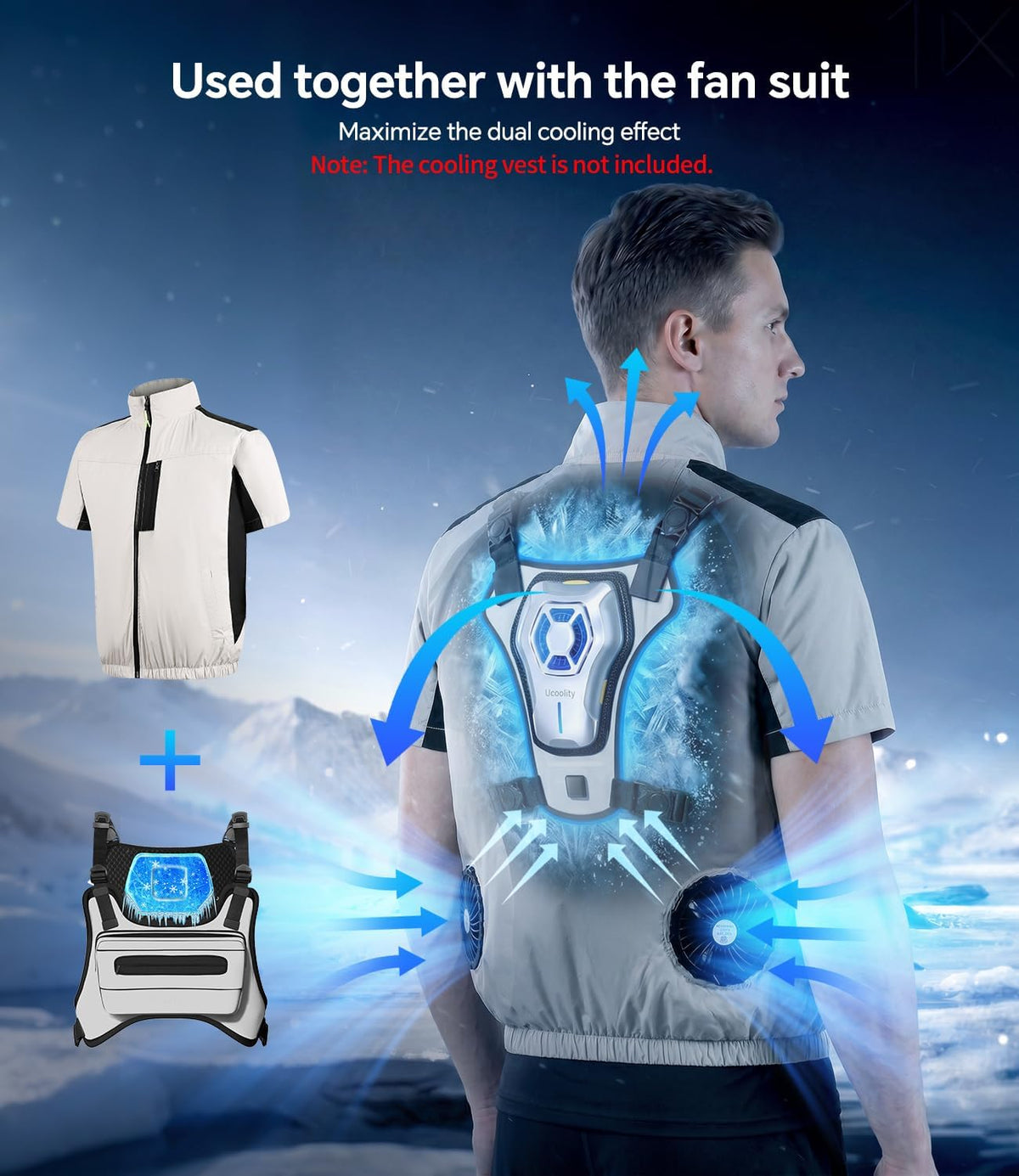 THEKUKU Cooling Vest with 30000mAh Power Bank, Portable Cooling Jacket for Men Women, Wearable Fan for Construction, Cosplay, Fishing and Outdoor Work-Black