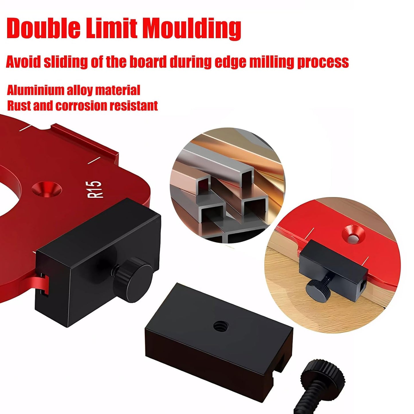 Lightdream 2-Piece 4-in-1 Rounded Corner Router Template, Aluminum Alloy Edge Guide Radius Template with 4 Tungsten Steel Milling Cutters, 8 Radius Sizes for Woodworking & DIY Projects