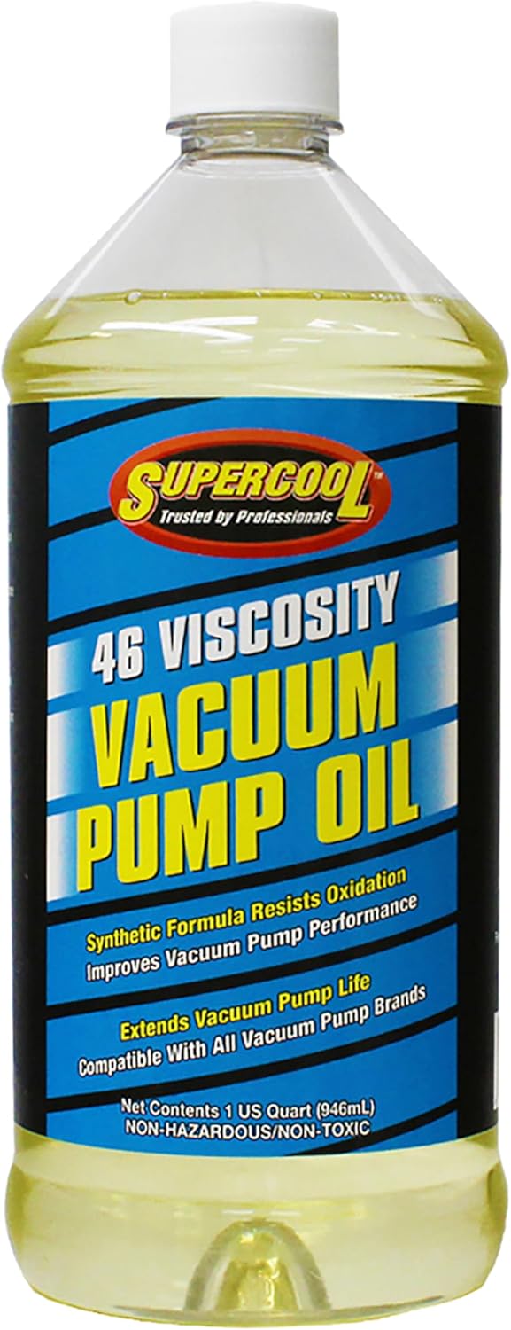 TSI Supercool 33713 Vacuum Pump Oil, 46 cSt Synthetic Vacuum Pump Oil, 32 fl oz Bottle, Non-Misting Anti-Wear Formula