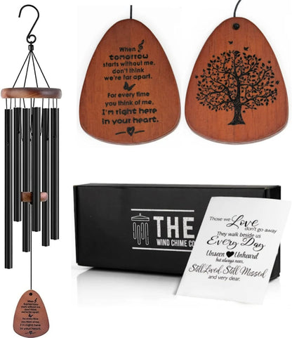 Memorial Wind Chimes with Sympathy Greeting Card, 32-Inch Outdoor Garden Wind Chime for Loss of a Loved One