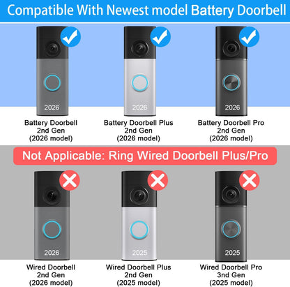 SZAOYU Anti-Theft Doorbell Mount Compatible with 2026 Ring Battery Doorbell, Plus & Pro, No-Drill Security Bracket for Inward-Opening Doors, Black