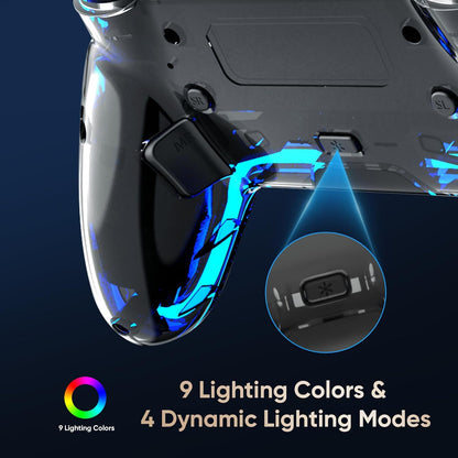BETMI Wireless Controller for PS5, Pro/Slim/MAC/Steam Deck/PC, Hall Effect Joystick, Dual Vibration/Macro/Turbo, 3.5mm Jack, 6-Axis, Mute Key, LED Gamepad with Speaker (4 Lighting Effects, 9 Light Colors)