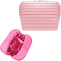 HyperionFlo Essentials Travel Makeup Organizer Bag, Fold-Down Cosmetic Organizer with Adjustable Dividers, 27 Pockets & 3 Brush Holders, Large Capacity Toiletry Case, Pink