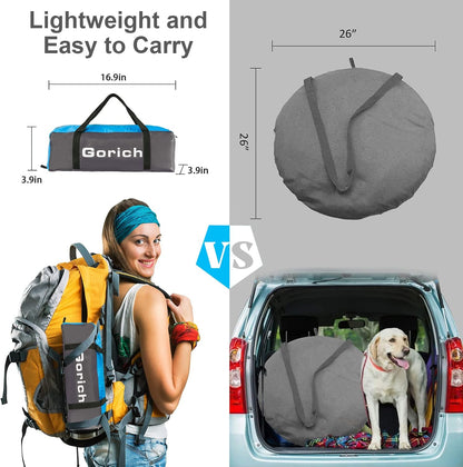 Gorich Beach Tent Sun Shelter for 3–4 Person, UPF 50+ UV Protection, Portable Beach Shade Canopy with Fiberglass Frame, Mesh Windows & Carrying Bag, Blue