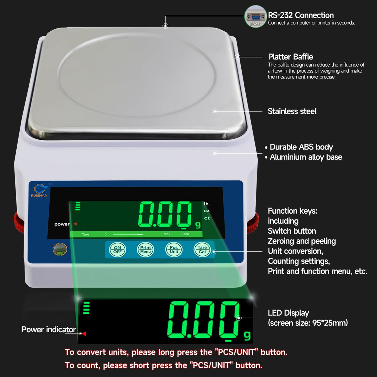 Lab Scale 5000gx0.01g High Precision Scientific Electronic Digital Laboratory Lab Weight Analytical Balance Scale .01g Accuracy Jewelry Pharmacy Chemistry Industria Calibrated Gram Scale