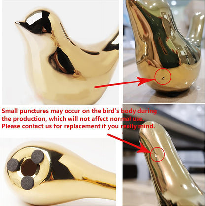 FANTESTICRYAN Small Gold Bird Statues Home Decor, Modern Ceramic Decorative Figurines, Medium & Large Pair Birds