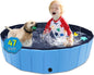 Foldable Dog Pool 47" x 47" x 12", Collapsible Pet Swimming Pool with Hard Plastic Support, Non-Slip Dog Bath Tub for Outdoor Backyard, Blue