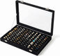 Frebeauty 100-Slot Ring Organizer Tray, Velvet Jewelry Display Box with Clear Lid, Hinged Ring Storage Case for Rings, Earrings & Studs, Black