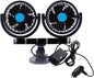 PME 12V Dual-Head Powerful Auto Fan | 2-Speed Car Fan with 360° Adjustable Heads, Suction Cup Mount & Cigarette Lighter Connector