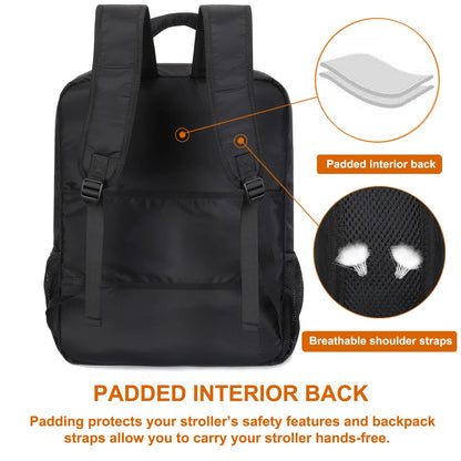Mactso Stroller Travel Bag Compatible with GB Pockit and GB Pockit Plus All-Terrain, Lightweight Stroller Travel Backpack for Airplane, Water-Resistant Nylon, Black, Medium