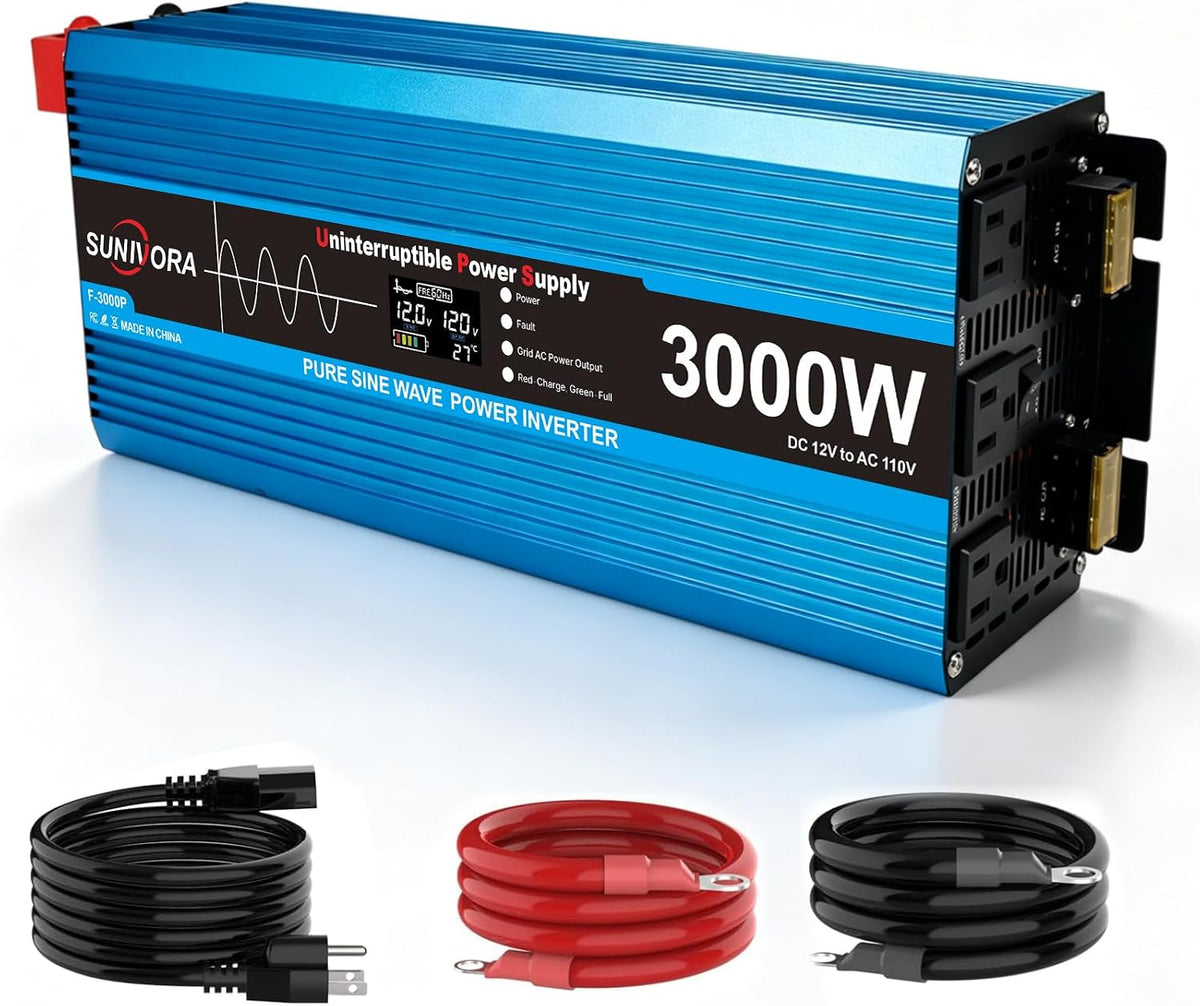 3000W Sump Pump Battery Backup System, Pure Sine Wave Output UPS