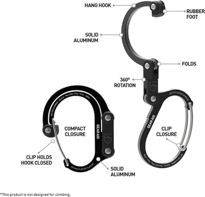 GEAR AID HEROCLIP Medium Carabiner Gear Clip & Hook for Camping & Travel Rotating gear clip and hook keeps backpacks, camping gear, water bottles and travel bags off the ground and within reach.