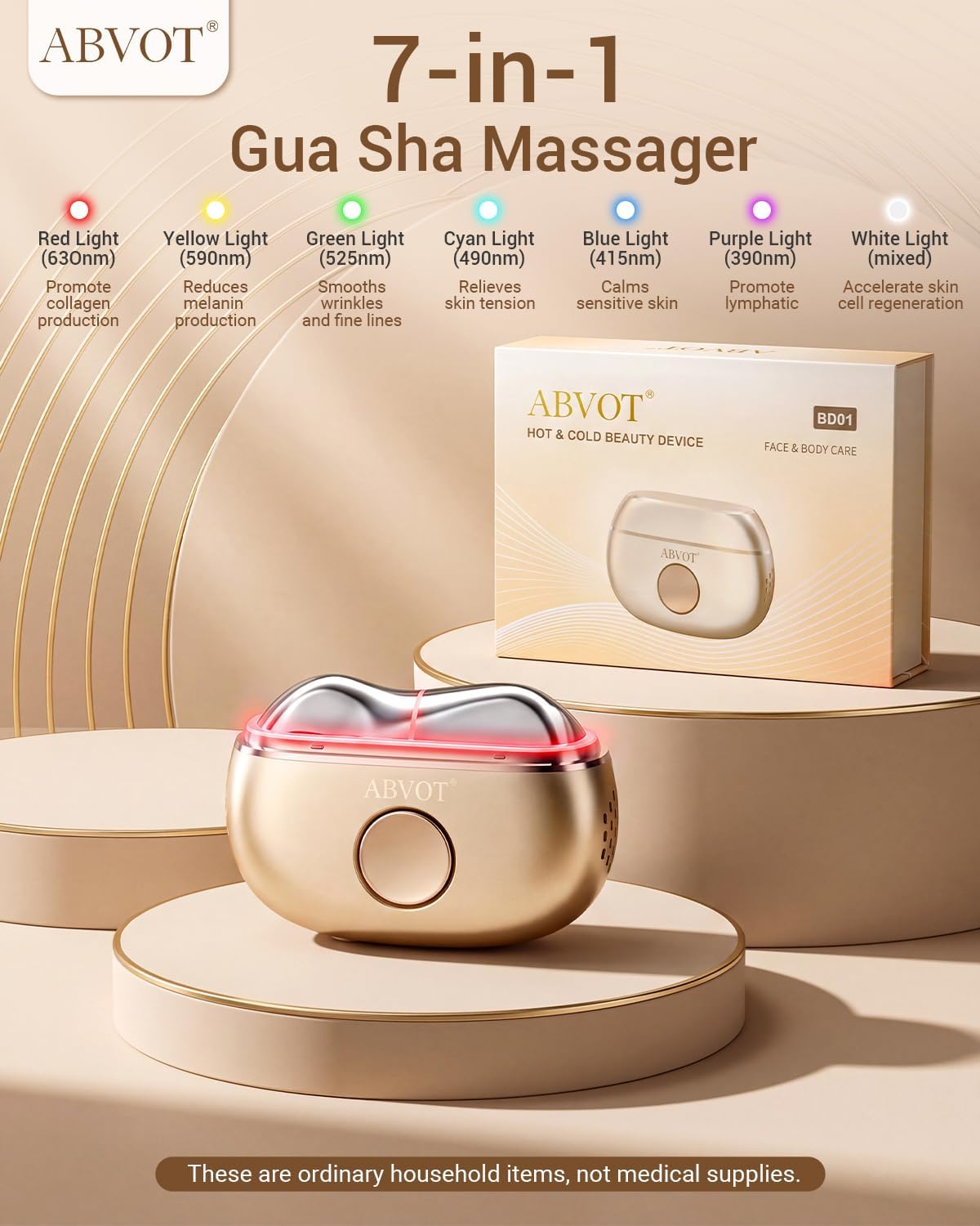 Red Light Gua Sha Tool for Face with 7 Light Modes, Heat & Cooling Electric Gua Sha & Face Massager for Daily Skincare, Facial Massage & At-Home Care