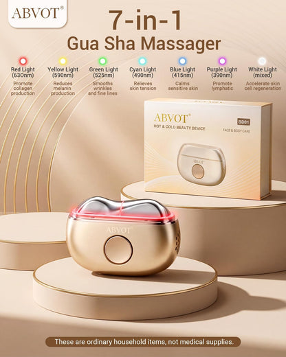Red Light Gua Sha Tool for Face with 7 Light Modes, Heat & Cooling Electric Gua Sha & Face Massager for Daily Skincare, Facial Massage & At-Home Care
