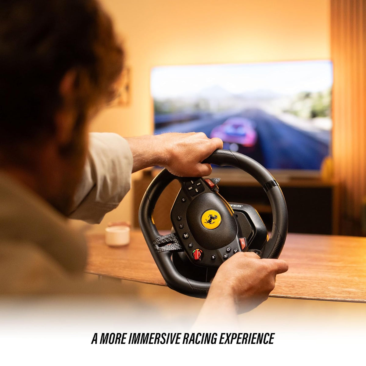 Thrustmaster T98 Ferrari 296 GTB - Racing Wheel and Pedal Set - PS5 & PC Beginner racing wheel, officially licensed by Ferrari, linear resistance, automatic return to centre, paddle shifters