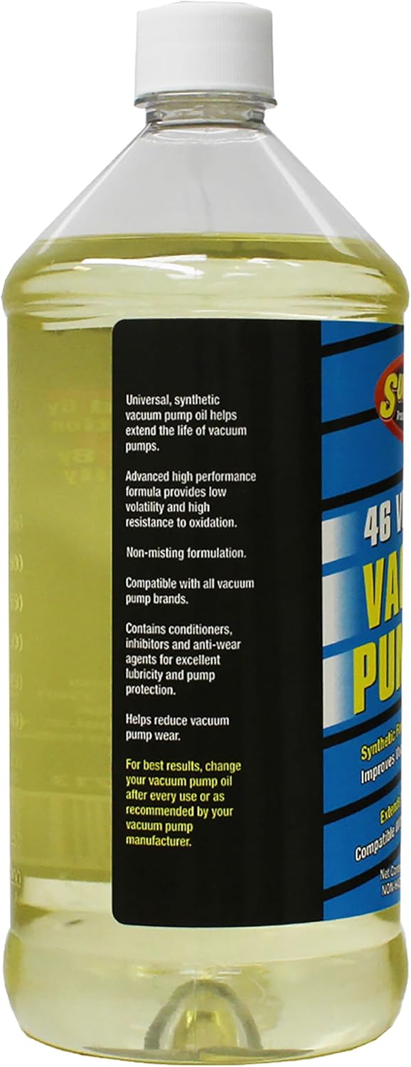 TSI Supercool 33713 Vacuum Pump Oil, 46 cSt Synthetic Vacuum Pump Oil, 32 fl oz Bottle, Non-Misting Anti-Wear Formula