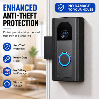 SZAOYU Anti-Theft Doorbell Mount Compatible with 2026 Ring Battery Doorbell, Plus & Pro, No-Drill Security Bracket for Inward-Opening Doors, Black