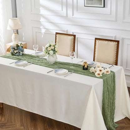Seasonal Tulle Sheer Table Runners Mesh Lace Fabric Runner for DIY Craft Wedding Birthdays Tea Party Picnics Christmas Kitchen Decoration 90*400cm/35.43*157.48in