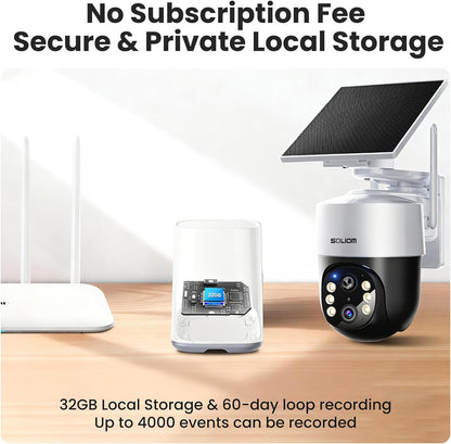SOLIOM 4K Solar Security Cameras Wireless Outdoor System, 4-Cam Kit