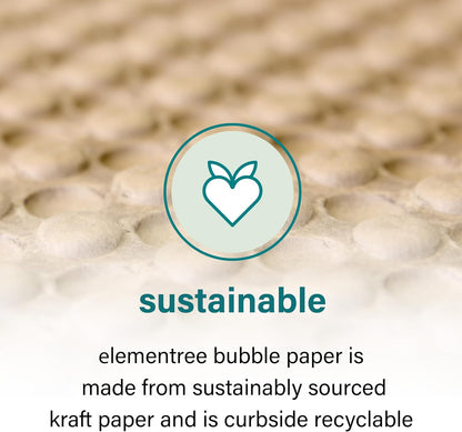 Elementree Paper Bubble Wrap Sheets for Packing, Moving, & Shipping - 12" x 12" x 250' - Eco-Friendly Kraft Bubble Paper - Recyclable Cushioning Wrap - Made in the USA (01913)