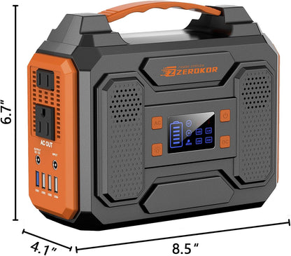 Portable Power Station 300W,110V Solar Generator 280Wh(without Solar Panel) 120V Portable Power Bank with AC Outlet Pure Sine Wave, DC, USB QC3.0, External Battery Power Pack for Camping RV Outdoor Use