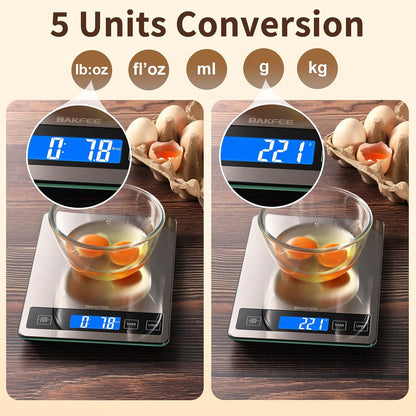 BakFee 33 lb Digital Kitchen Food Scale, 1g Precision