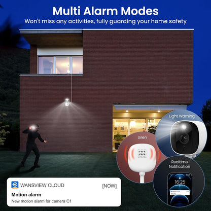 AOQEE C1 2K Security Camera 2-Pack, Indoor & Outdoor Wi-Fi Cameras, 3MP Color Night Vision, Two-Way Audio, Motion Detection, IP65 Waterproof, Works with Alexa & Google Home