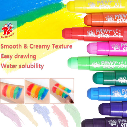 TBC The Best Crafts Paint Sticks for Kids Ages 2-8, 12 Classic Colors, Washable Non-Toxic Tempera Paint Sticks, Fast-Drying Art Supplies for Paper & Wood