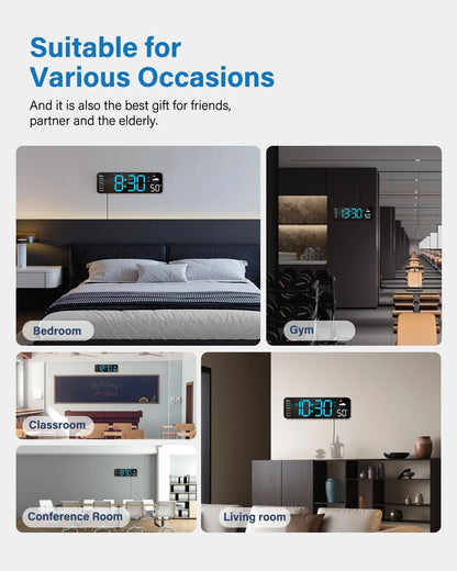 Digital Wall Clock with Large LED Display and Remote Control