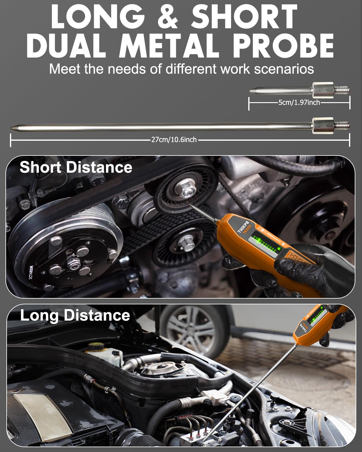 Car Mechanic Stethoscope,Automotive Electronic Stethoscope,Noise Finder. with Headset, Long & Short Probes, 20Hz-20kHz , Diagnostic for Car Truck Motorcycle Engine Chassis Vehicle Body & Pipeline