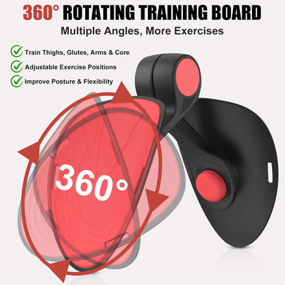 TINRIEF Pelvic Floor Exercise Device, 35 lb Resistance Kegel & Thigh Trainer with Resistance Band, 360° Rotating Training Board, Portable Leg & Core Workout Equipment, Black Red