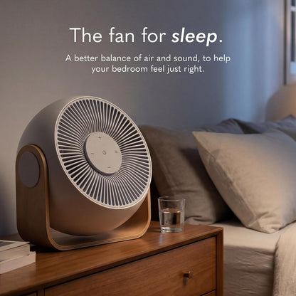 SNOOZ Breez 2 Smart Cooling Fan for Bedroom & White Noise Machine, 380 CFM Premium Bedroom Fan, 10 Fan Speeds, 10 White Noise Levels, App Remote, Timer, Scheduling, Auto Temp, Real Wood Base