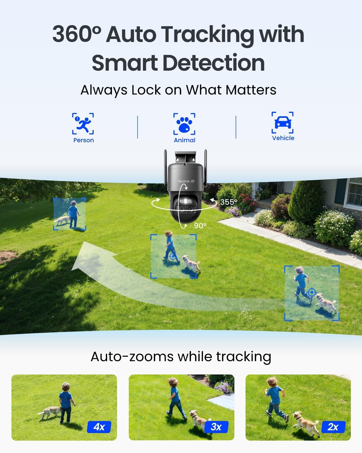 REOLINK TrackMix 4K Dual-Lens PTZ Solar Security Cameras Wireless Outdoor Auto Tracking, Color Night Vision, 360° Pan Tilt, 8X Hybrid Zoom, Smart AI Detection, No Subscriptions, Home Hub Compatible