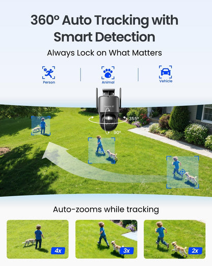 REOLINK TrackMix 4K Dual-Lens PTZ Solar Security Cameras Wireless Outdoor Auto Tracking, Color Night Vision, 360° Pan Tilt, 8X Hybrid Zoom, Smart AI Detection, No Subscriptions, Home Hub Compatible