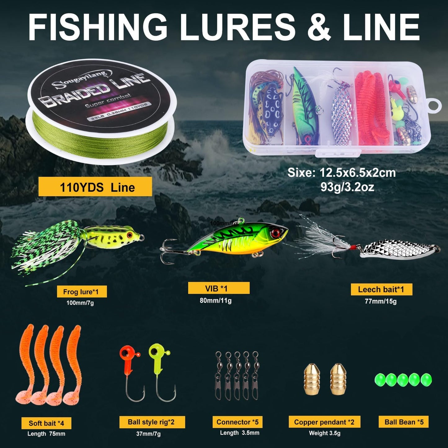 Sougayilang Fishing Rod Reel Combo with Telescopic Fishing Pole, Spinning Reel, Carrier Bag, Lures & Fishing Accessories for Saltwater and Freshwater Fishing