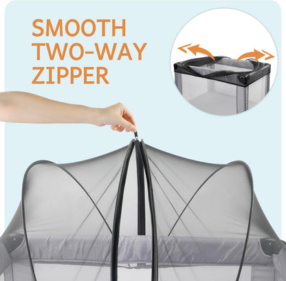 BEBONO Mosquito Net Cover for Pack N Play, Universal Playpen Mesh Cover with Storage Bag, Black