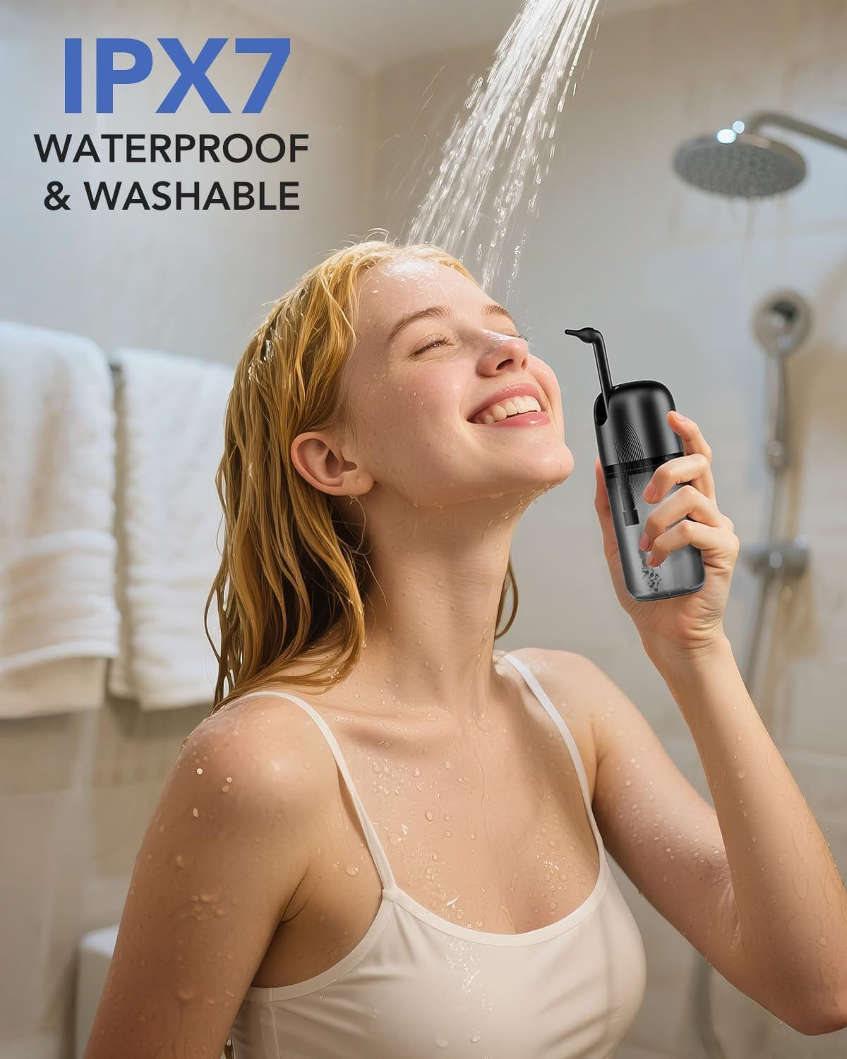 HyperionFlo Essentials Electric Ear Wax Removal Kit, Water-Powered Ear Cleaner with 3 Pressure Modes, 12 Silicone Tips, IPX7 Waterproof, USB Rechargeable