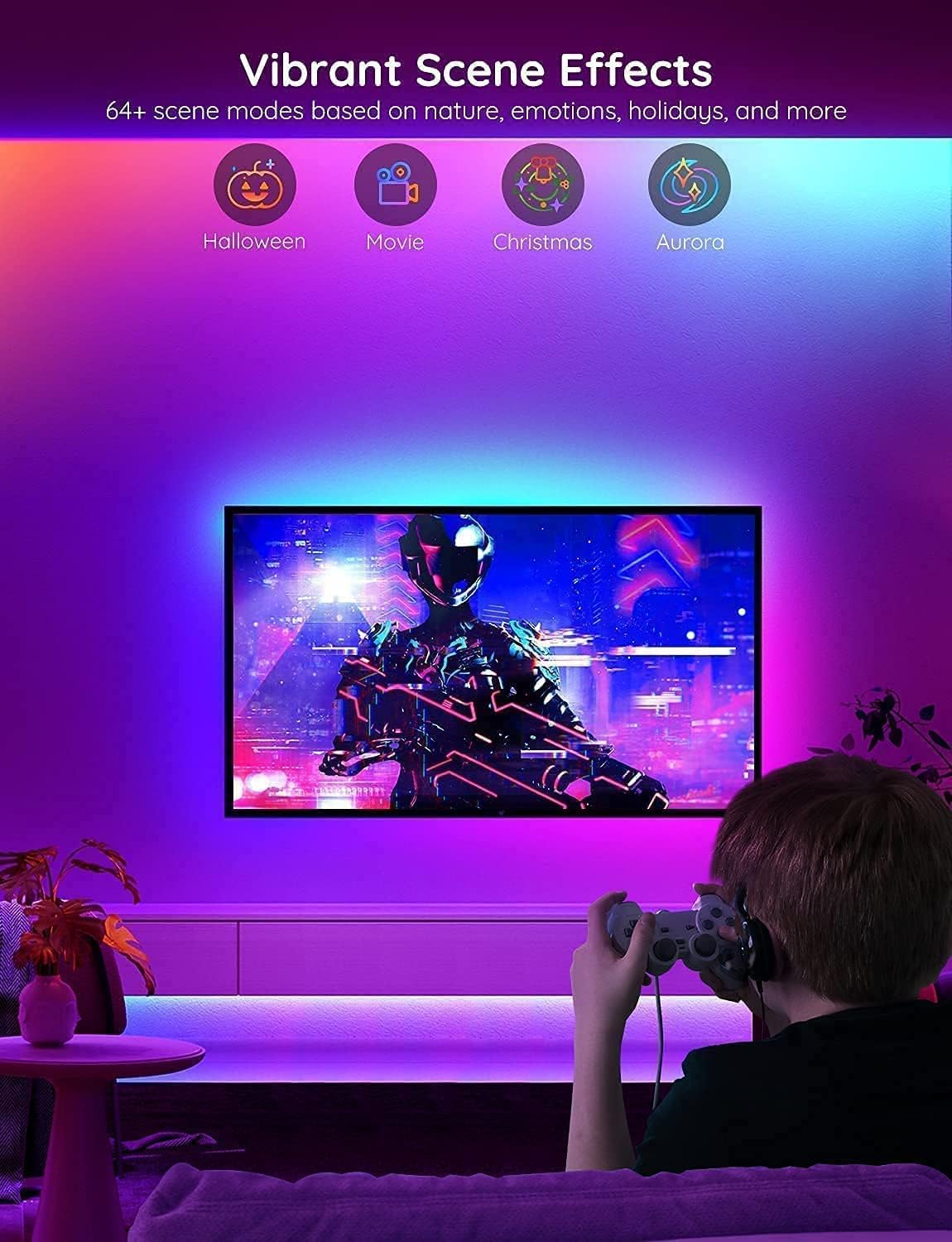 Govee 100ft RGBIC LED Strip Lights, Work with Alexa and Google Assistant LED Lights for Bedroom, WiFi App Control Segmented DIY Multiple Colors, Color Changing Light for Home Decor