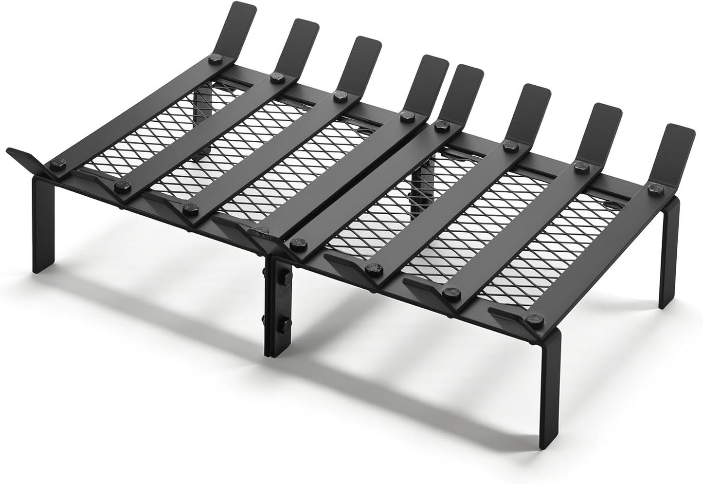 facka Fireplace Grate with Ember Retainer, 21" Heavy Duty Steel Fire Grate 8-Bar Fireplace Log Holder and Wood Stove Grate Rack for Indoor Hearth, Outdoor Fire Pit, Easy Assembly