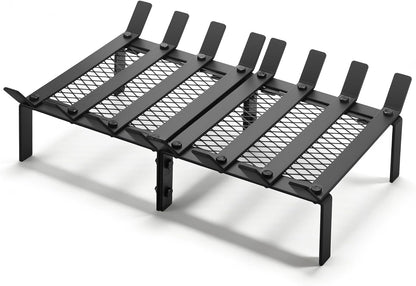 facka Fireplace Grate with Ember Retainer, 21" Heavy Duty Steel Fire Grate 8-Bar Fireplace Log Holder and Wood Stove Grate Rack for Indoor Hearth, Outdoor Fire Pit, Easy Assembly