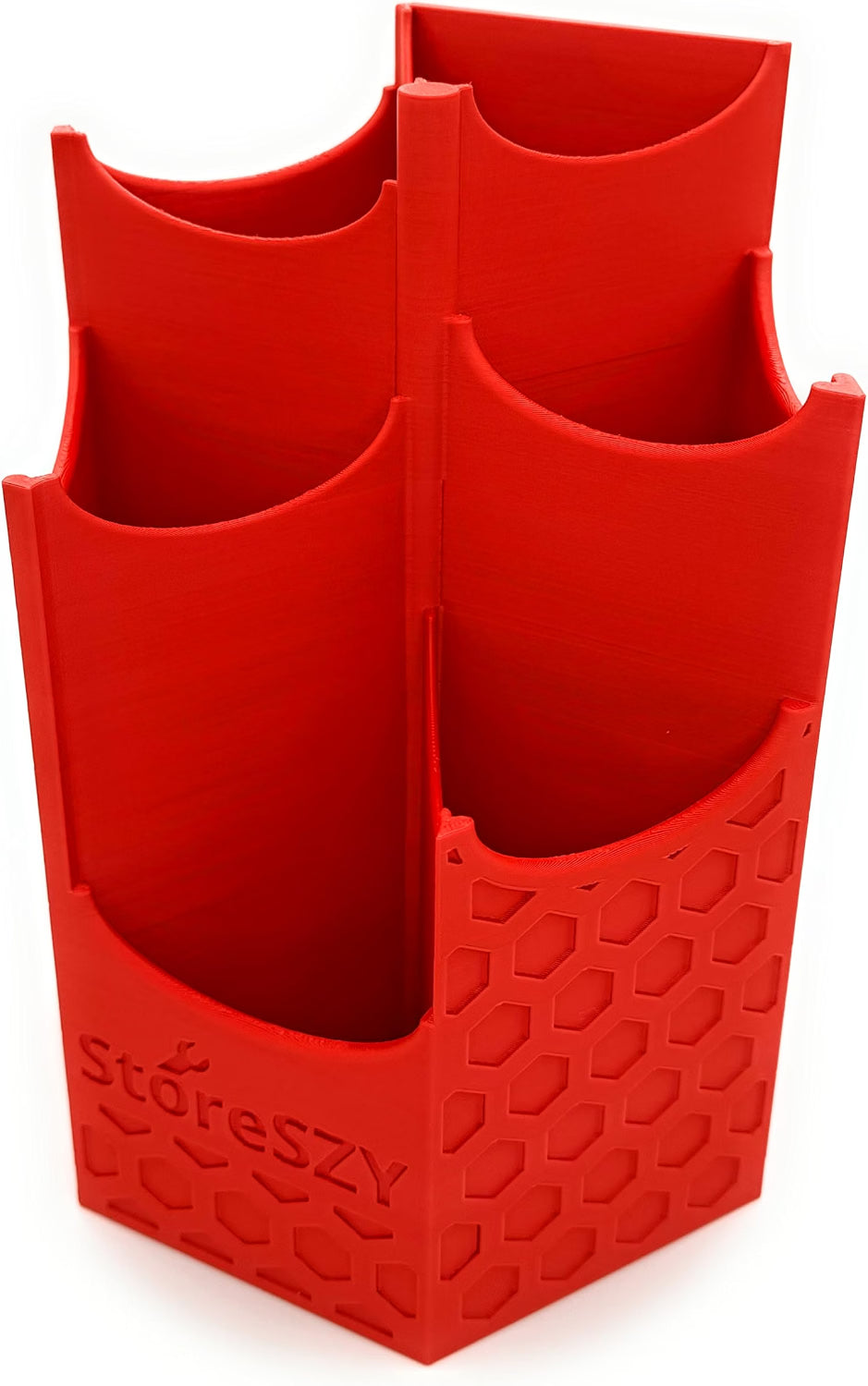HyperionFlo Essentials Magnetic Zip Tie Holder Tool Organizer, Rubberized Magnetic Grip, Tall Multi-Pocket Storage, Red