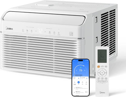 Midea 12,000 BTU Window Air Conditioner with Heat, 550 Sq Ft Smart Inverter Control, Energy Star Rated, Quiet Operation, Electronic Control, Remote, Heat and Dehumidifier Function