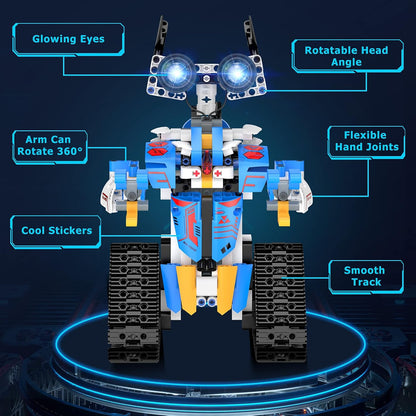 Henoda 15049 Programmable Robot Building Kit, 468+ Pieces, APP & Remote Control STEM Robot Toy, Bluetooth, Mecanum Wheels, Coding & Robotics Kit for Kids Ages 8+, Blue