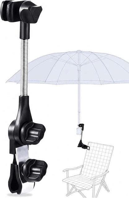 Adjustable Umbrella Holder for Chair and Stroller, Tool-Free Clamp Mount, Black