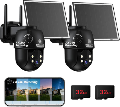 MUBVIEW Q8 24/7 Continuous Recording Wireless Outdoor Security Camera, 4MP 2K Solar PTZ Camera with AI Human Detection, Auto Tracking, 8X Zoom, Night Vision, Spotlight & Siren, IP65