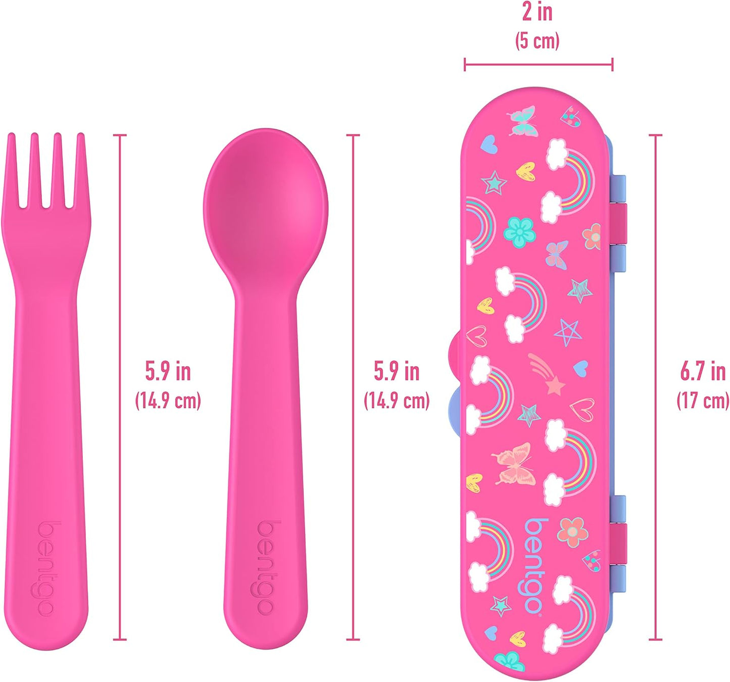 Kids Plastic Utensil Set with Fork, Spoon & Storage Case, BPA-Free Reusable Travel Utensils
