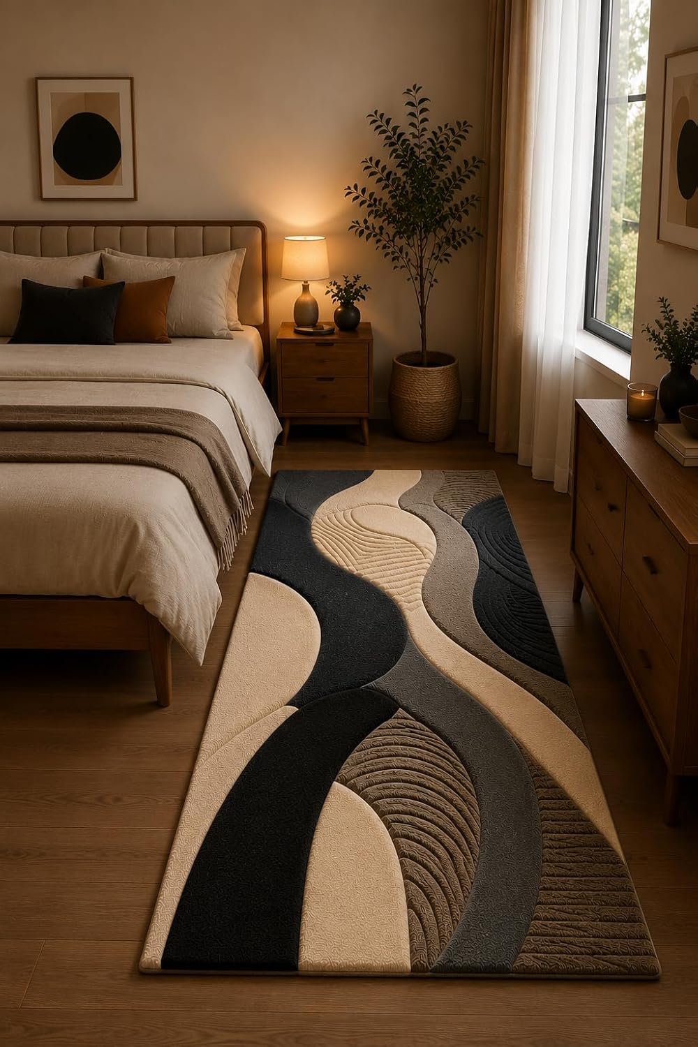 Hand Tufted Wool Area Rug 5x8 ft – Modern Abstract Geometric Pattern Carpet, Soft, Cozy & Fluffy Handmade Indoor Floor Rug for Living Room, Bedroom, Dining Room, Office & Contemporary Home Décor