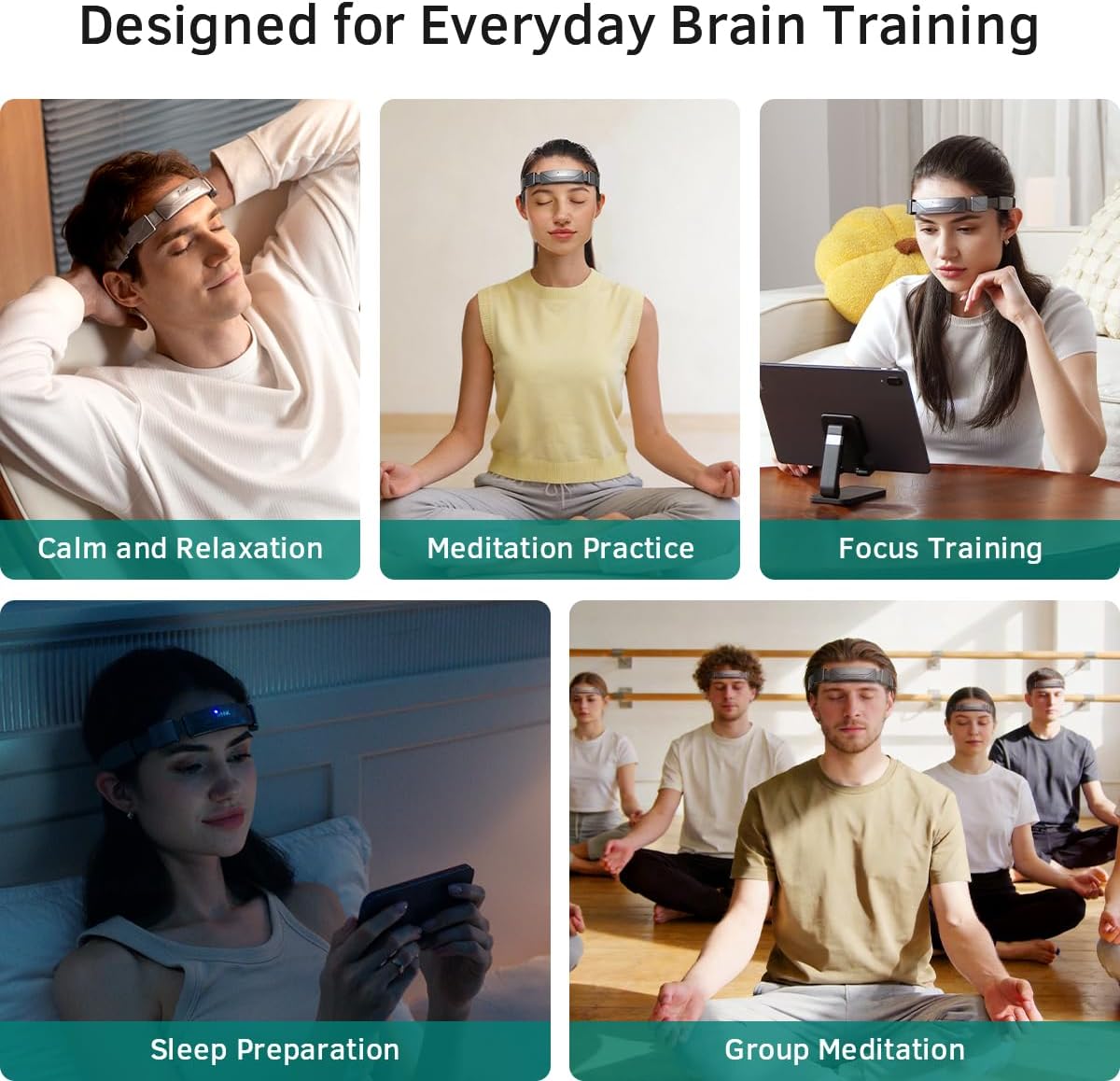 EEG Neurofeedback Headband for Meditation & Brainwave Monitoring, Real-Time Brain Activity Tracker with App, Train Focus, Relaxation & Sleep Preparation